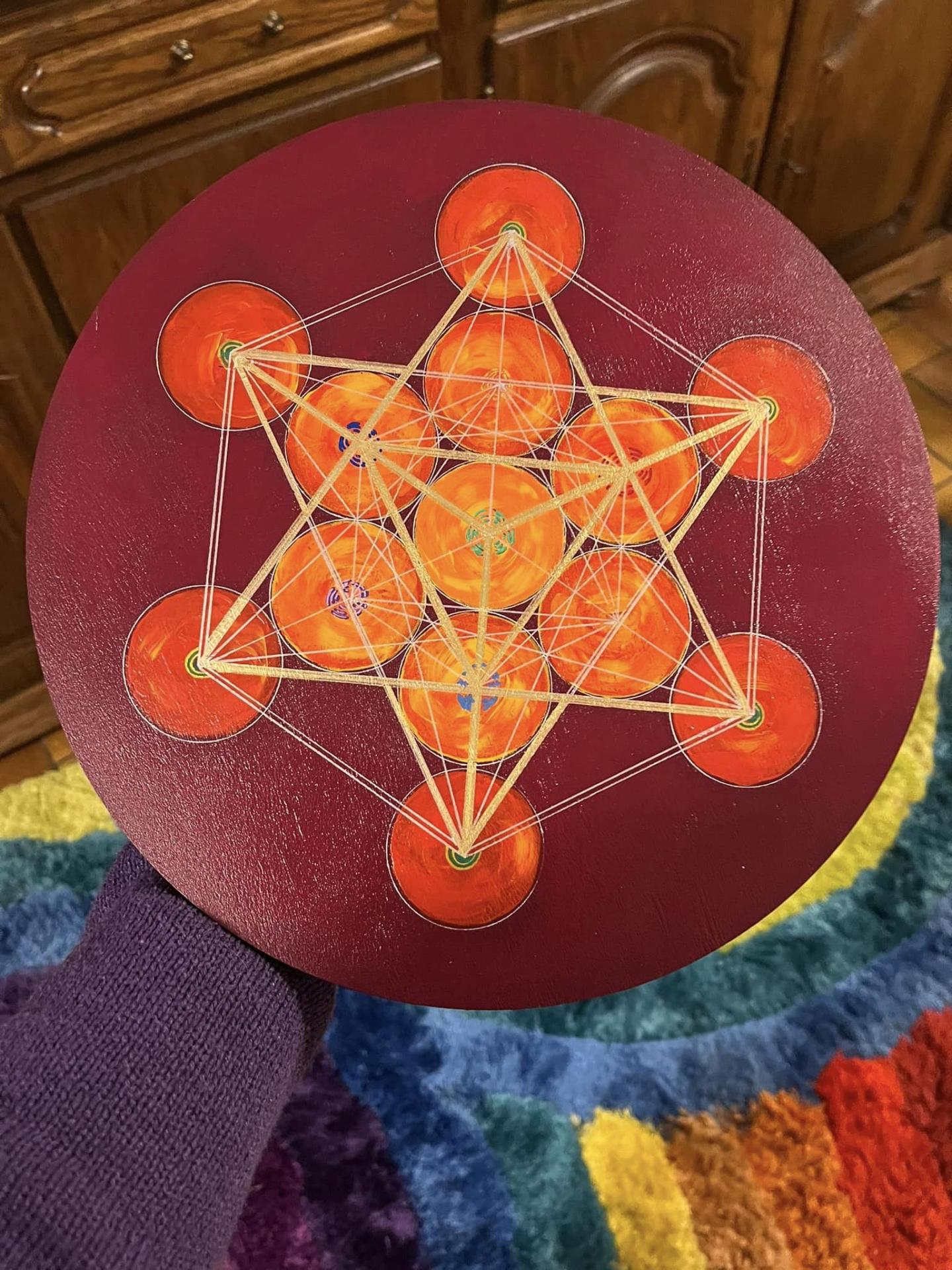 Plateau 30 cm cube de metatron rouge