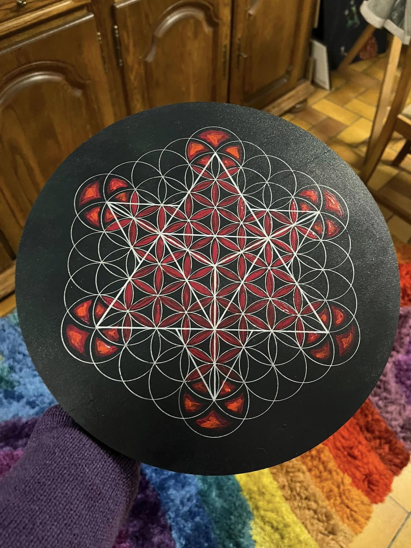 Plateau 30 cm fleur de vie merkabah