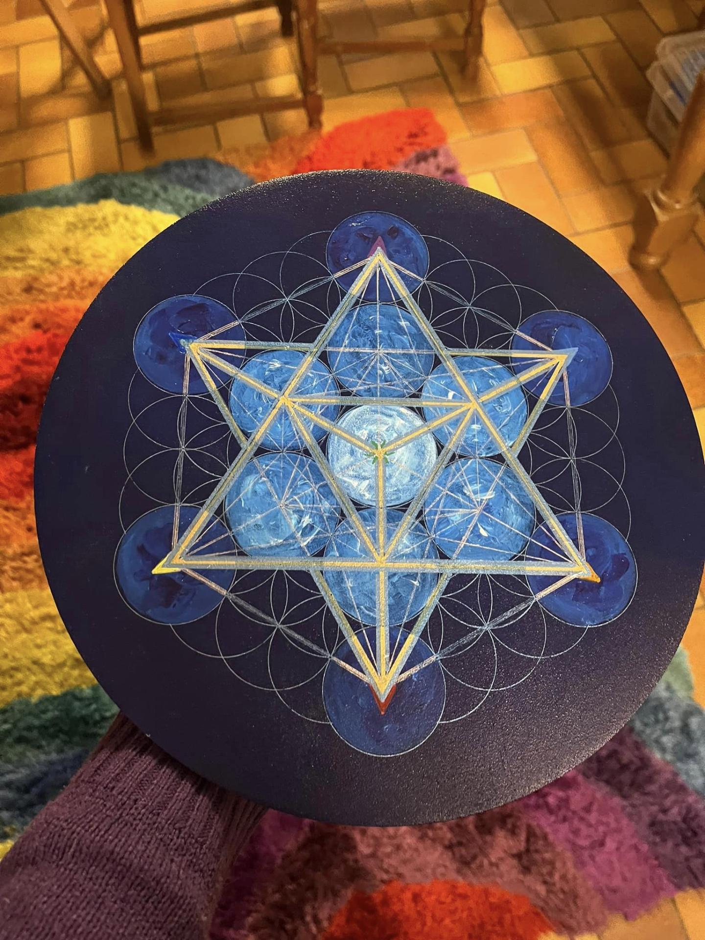 Plateau cube metatron bleu